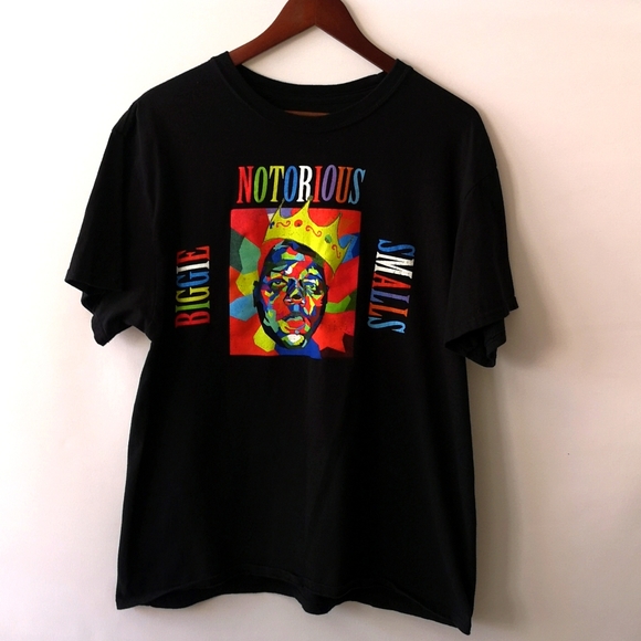 Men's Notorious Biggie Smalls Short Sleeve Shirt w Vibrant Mosaic Graphic Large - Picture 1 of 4